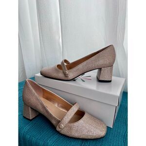 Isaac Mizrahi Glitter Mary Jane Dress Pumps Rose Gold NWB 8/8.5 NWBox